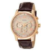 Guess Men’s Quartz Brown Leather Strap Champagne Dial 45mm Watch W0380G4