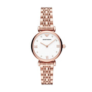 Emporio Armani Women’s Rose Gold Stainless Steel White Dial 32mm Watch AR11267