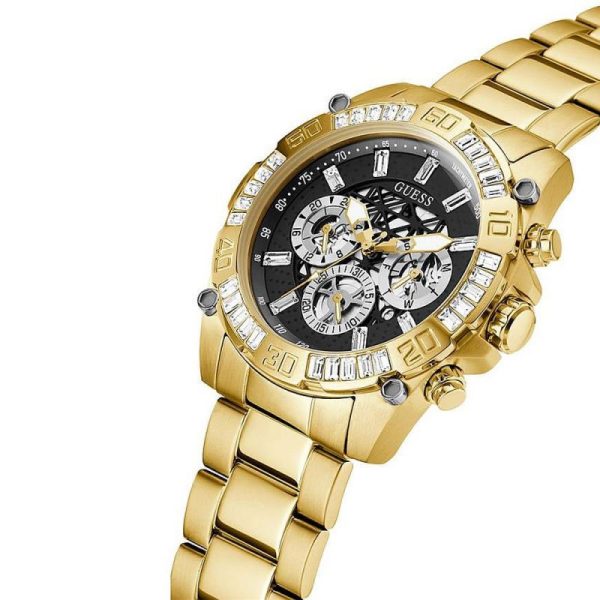 Guess Men’s Quartz Gold Stainless Steel Black Dial 46mm Watch GW0390G2
