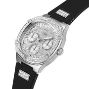 Guess Women’s Quartz Black Silicone Strap Silver Dial 40mm Watch GW0619L1