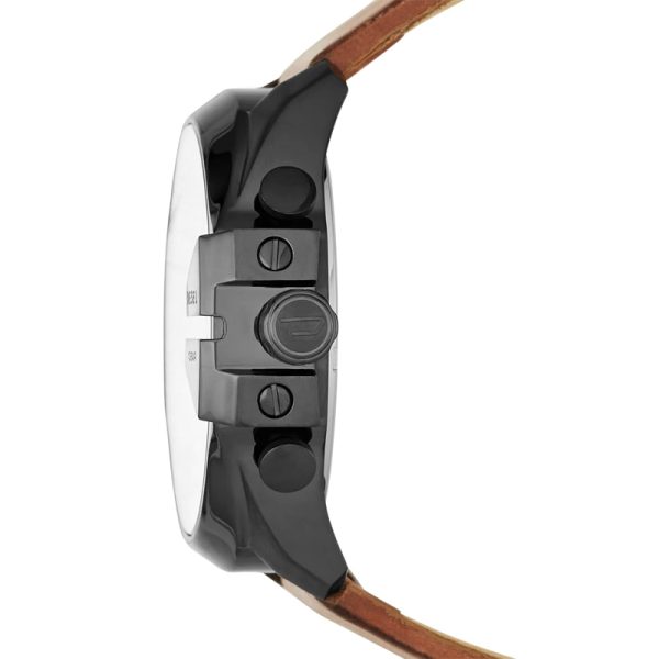 Diesel Men’s Quartz Brown Leather Strap Black Dial 51mm Watch DZ4343
