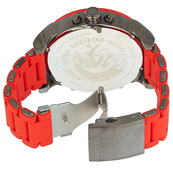 Diesel Men’s Quartz Red Silicone & Stainless Steel Grey Dial 57mm (Four Time zone) Watch DZ7370