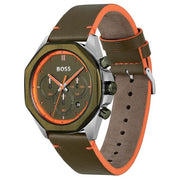 Hugo Boss Men’s Quartz Olive Green Leather Strap Olive Green Dial 45mm Watch 1514018