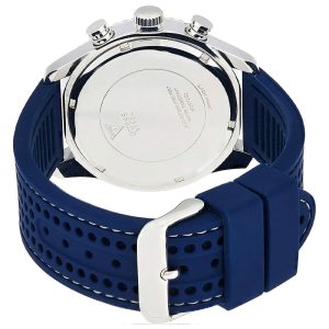 Guess Men’s Quartz Blue Silicone Strap Black Dial 44mm Watch W0971G2