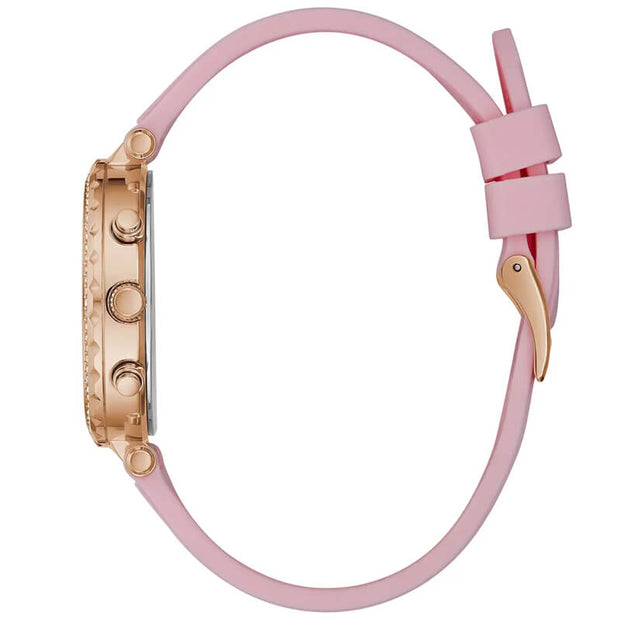 Guess Women’s Quartz Pink Silicone Strap Silver Dial 37mm Watch GW0113L4