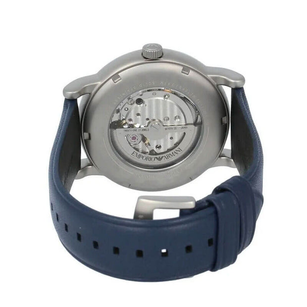 Emporio Armani Men’s Automatic Blue Leather Strap Blue Dial 43mm Watch AR60011