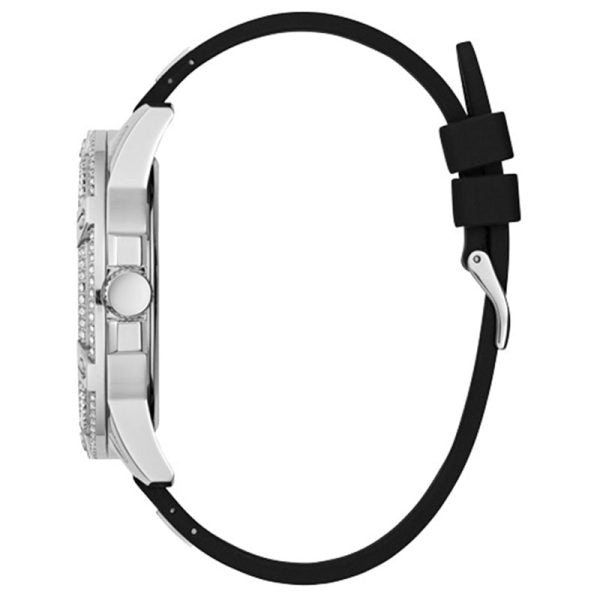 Guess Men’s Quartz Black Silicone Strap Silver Dial 48mm Watch GW0537G1