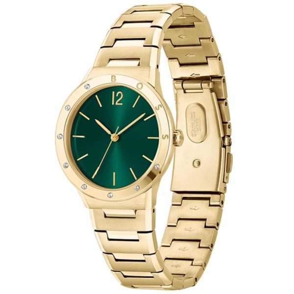 Hugo Boss Women’s Quartz Gold Stainless Steel Green Dial 34mm Watch 1502649