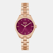 Hugo Boss Women’s Quartz Rose Gold Stainless Steel Sage Red Dial 32mm Watch 1502728