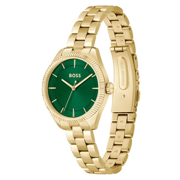 Hugo Boss Women’s Quartz Gold Stainless Steel Green Dial 32mm Watch 1502729
