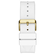 Guess Men’s Quartz White Silicone & Leather Strap Gold Dial 43mm Watch GW0202G6
