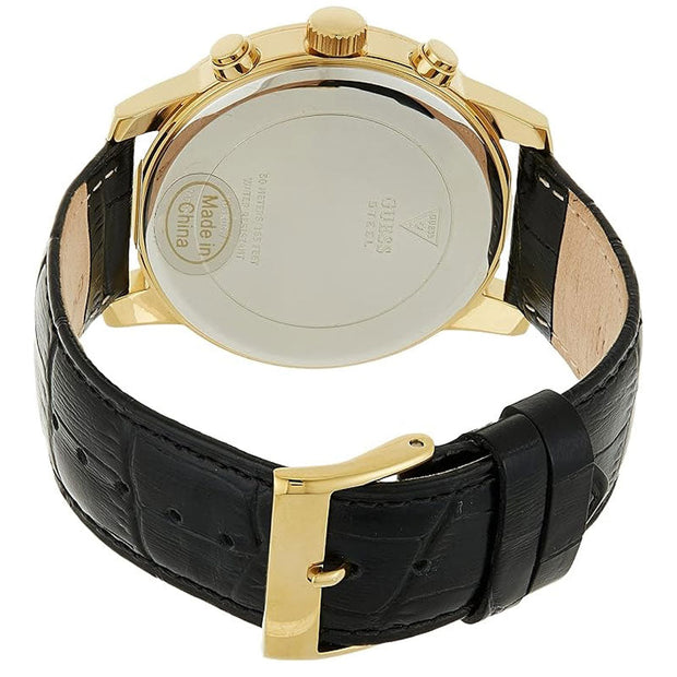 Guess Men’s Quartz Black Leather Strap Black Dial 42mm Watch W0380G7