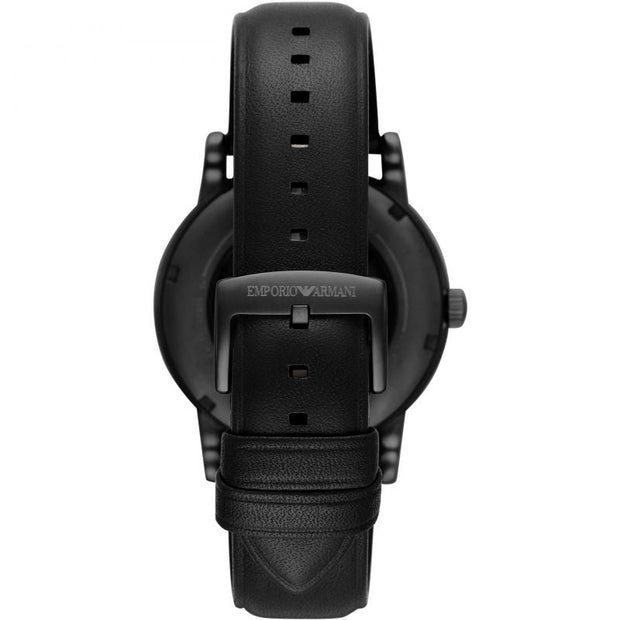 Emporio Armani Men’s Automatic Black Leather Strap Black Dial 43mm Watch AR60012