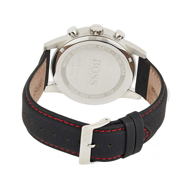 Hugo Boss Men’s Quartz Black Leather Strap Black Dial 44mm Watch 1513535