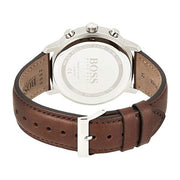 Hugo Boss Men’s Quartz Brown Leather Strap Blue Dial 42mm Watch 1513606