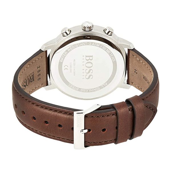 Hugo Boss Men’s Quartz Brown Leather Strap Blue Dial 42mm Watch 1513606