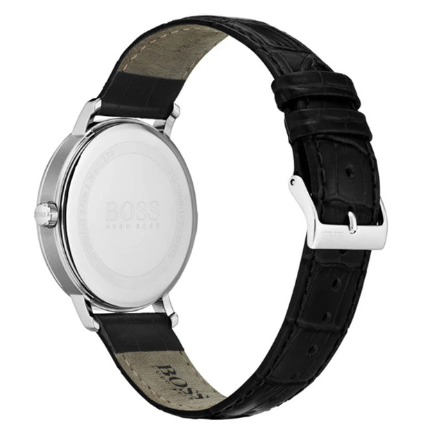 Hugo Boss Men’s Quartz Black Leather Strap Black Dial 40mm Watch 1513638