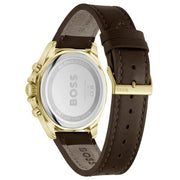 Hugo Boss Men’s Quartz Brown Leather Strap Black Dial 45mm Watch 1514100c