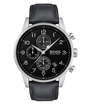 Hugo Boss Men’s Quartz Black Leather Strap Black Dial 44mm Watch 1513678