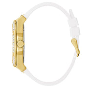 Guess Men’s Quartz White Silicone Strap Gold Dial 47mm Watch GW0208G3