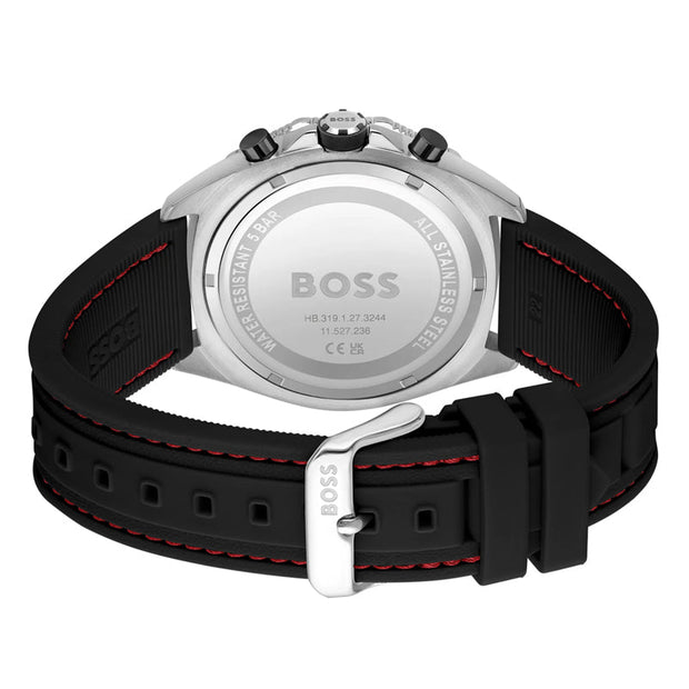 Hugo Boss Men’s Quartz Black Silicone Strap Black Dial 44mm Watch 1513969