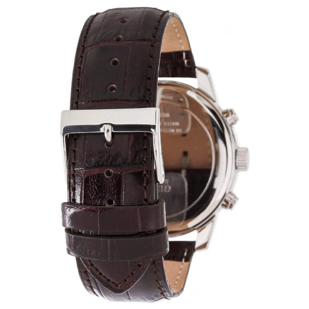 Guess Men’s Quartz Dark Brown Leather Strap Beige Dial 45mm Watch W0380G1