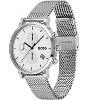 Hugo Boss Men’s Quartz Silver Stainless Steel White Dial 43mm Watch 1513933