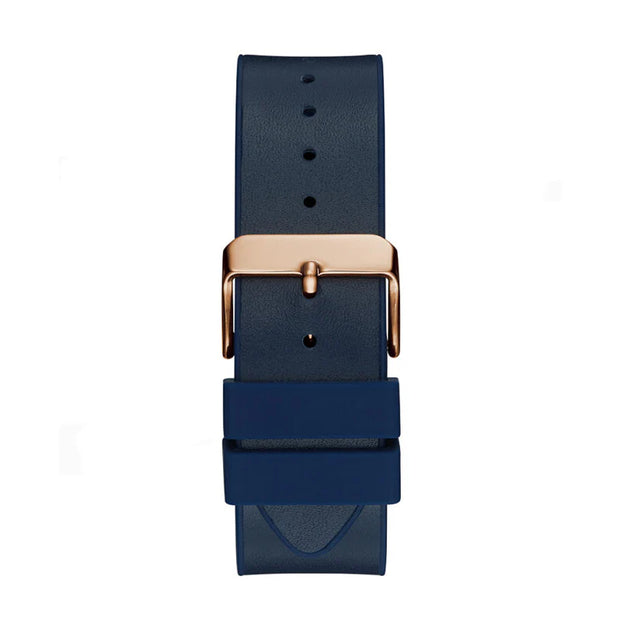 Guess Men’s Quartz Blue Silicone & Leather Strap Blue Dial 43mm Watch GW0202G4