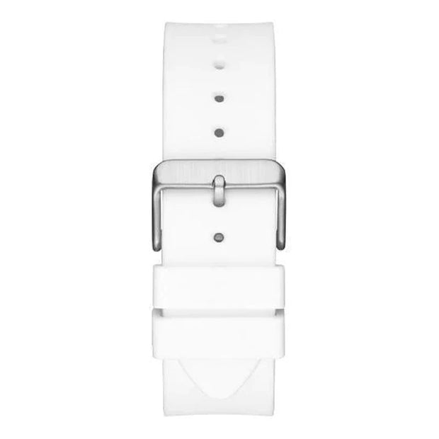Guess Men’s Quartz White Silicone Strap Silver Dial 43mm Watch GW0203G2