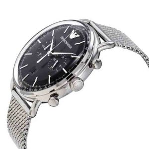 Emporio Armani Men’s Chronograph Stainless Steel Black Dial 43mm Watch AR11104