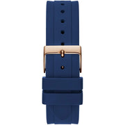 Guess Women’s Quartz Blue Silicone Strap Rose Gold & White Dial 36mm Watch GW0257L3