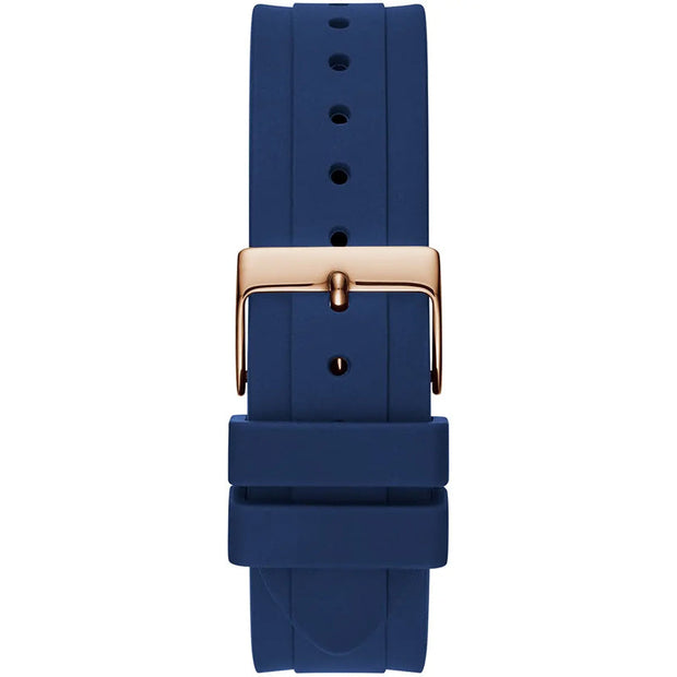 Guess Women’s Quartz Blue Silicone Strap Rose Gold & White Dial 36mm Watch GW0257L3