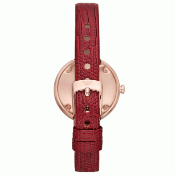 Emporio Armani Women’s Quartz Maroon Leather Strap White Dial 30mm Watch AR11532