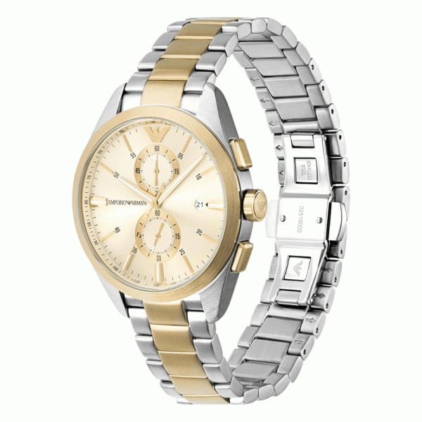 Emporio Armani Men’s Quartz Two Tone Stainless Steel Cream Dial 43mm Watch AR11605