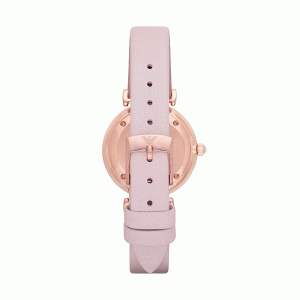 Emporio Armani Women’s Quartz Pink Leather Strap Pink Mother Of Pearl Dial 32mm Watch AR1958