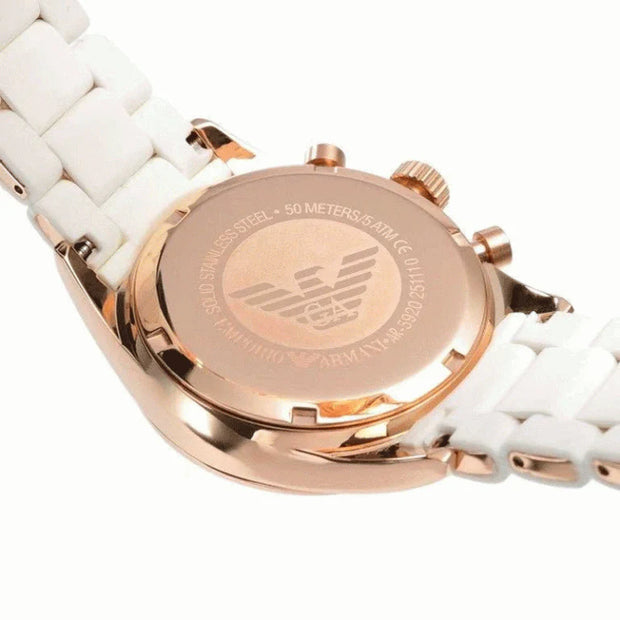 Emporio Armani Women’s Quartz White Silicone & Stainless Steel White Dial 38mm Watch AR5920