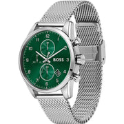 Hugo Boss Men’s Quartz Silver Stainless Steel Green Dial 44mm Watch 1513938