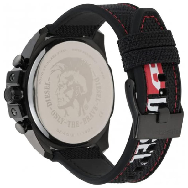 Diesel Men’s Quartz Black Silicone Strap Silver Dial 51mm Watch DZ4512