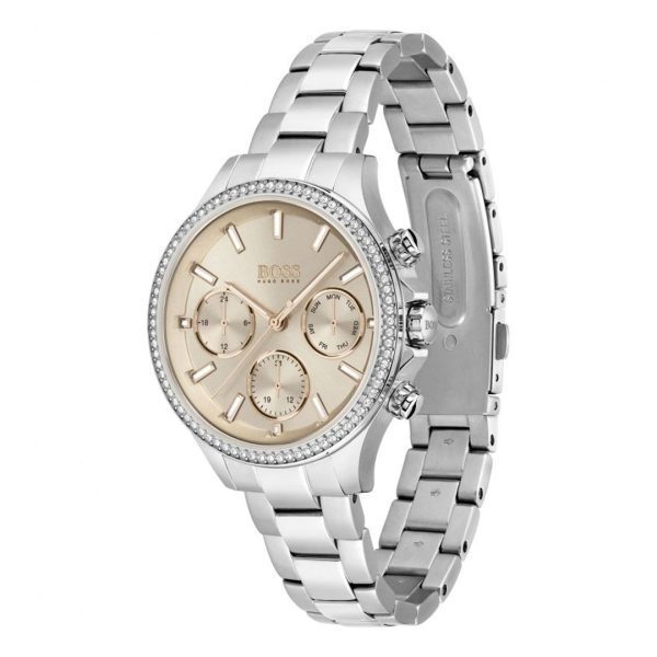 Hugo Boss Women’s Quartz Silver Stainless Steel Gold Dial 38mm Watch 1502565
