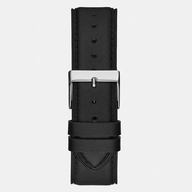 Guess Men’s Quartz Black Leather Strap Silver Dial 42mm Watch GW0389G1
