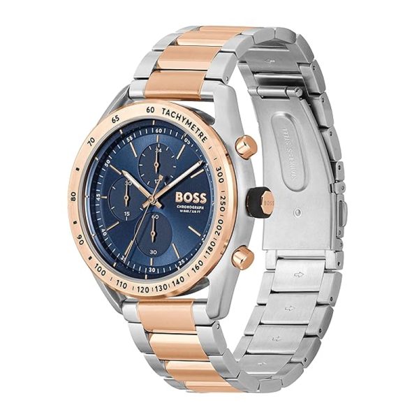 Hugo Boss Men’s Quartz Two-tone Stainless Steel Blue Dial 44mm Watch 1514026