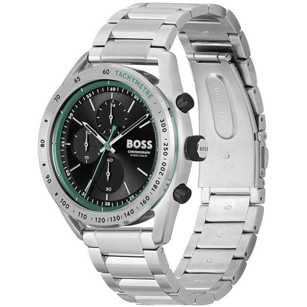 Hugo Boss Men’s Quartz Silver Stainless Steel Black Dial 44mm Watch 1514023