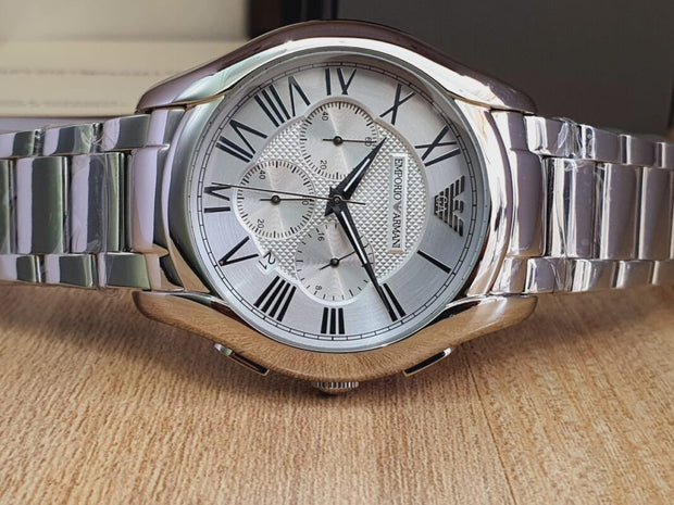 Emporio Armani Men’s Quartz Analog Stainless Steel Silver Dial 45mm Watch AR11081