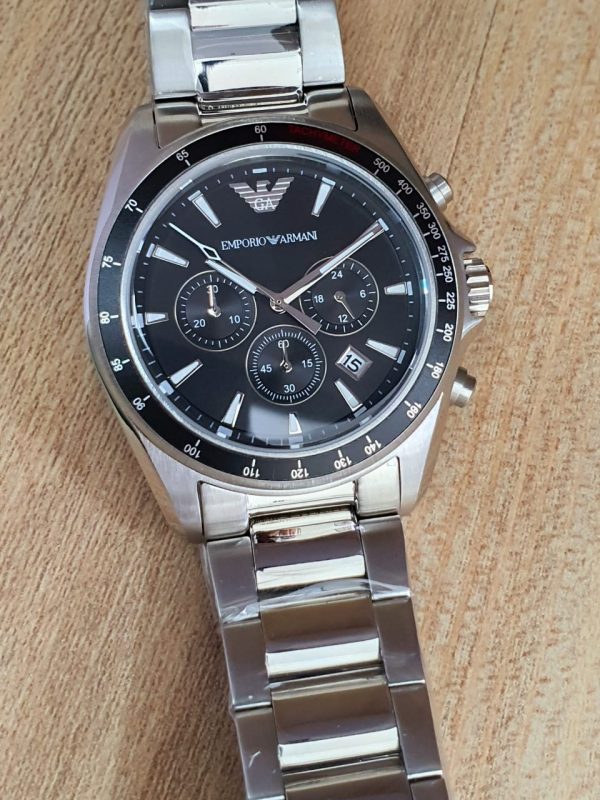 Emporio Armani Men’s Chronograph Quartz Stainless Steel Black Dial 44mm Watch AR6098