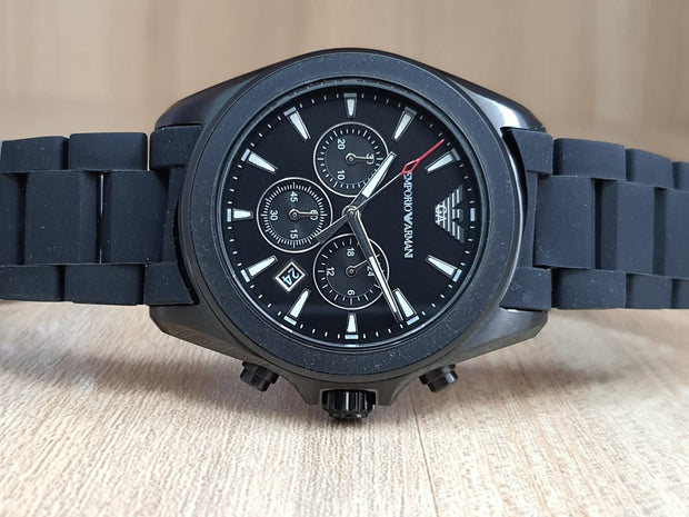 Emporio Armani Men’s Analogue Quartz Black Silicone & Stainless Steel Black Dial 44mm Watch AR6092