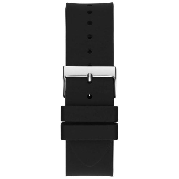 Guess Men’s Quartz Black Silicone Strap Silver Dial 48mm Watch GW0537G1