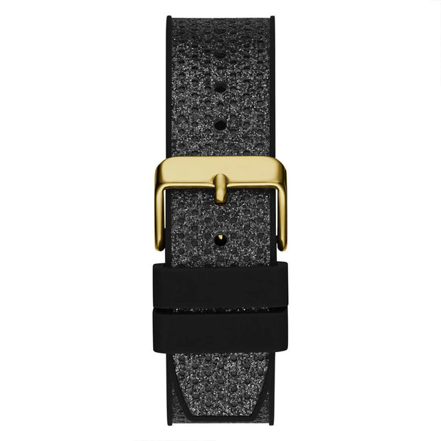 Guess Women’s Quartz Black Silicone Strap Gold Dial 40mm Watch GW0620L2