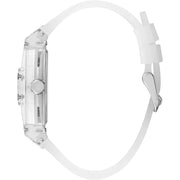 Guess Men’s Quartz Transparent Silicone Strap Silver Dial 42mm Watch GW0203G1
