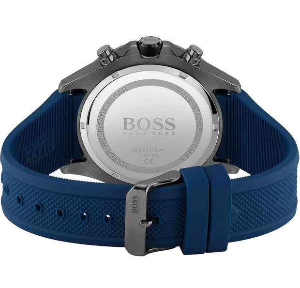 Hugo Boss Men’s Quartz Blue Silicone Strap Blue Dial 46mm Watch 1513821