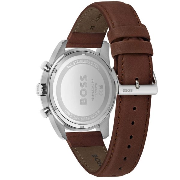 Hugo Boss Men’s Quartz Brown Leather Strap Blue Dial 44mm Watch 1513940